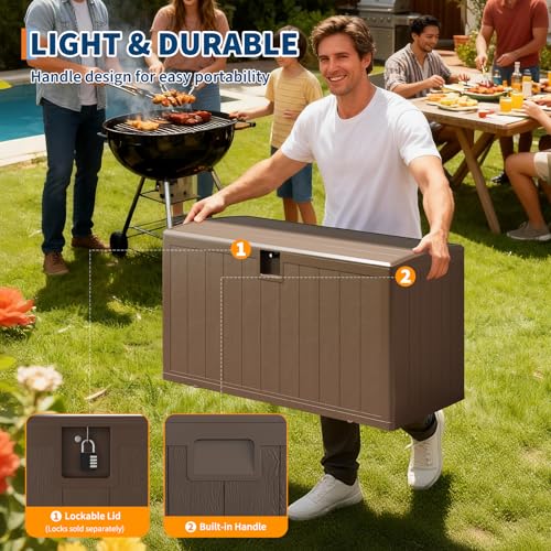 ActiveTrail Large 130 Gallon Outdoor Storage Box, Waterproof & Lockable Outdoor Deck Box for Garden Tools, Pool Accessories & Cushions