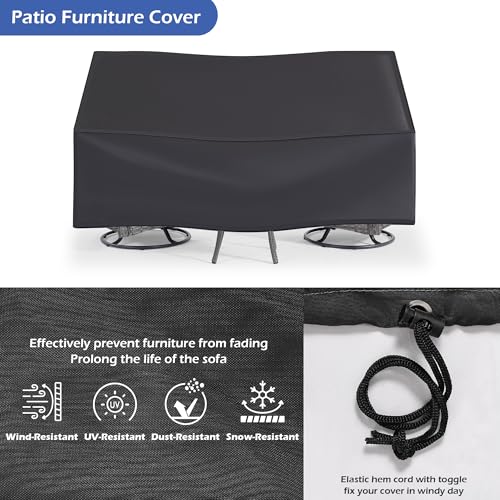 Wumiokio Patio Furniture Sets, 3 Pieces Wicker Outdoor Furniture - 360 Degree Swivel Rocking Chairs and Rattan Side Table for Garden,Porch,Backyard (Grey Wicker/Blue Cushion, 3PCS - Swivel Chairs)