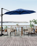GarveeLife 10FT Patio Umbrella Outdoor Large Cantilever Umbrella Market Sun Shade Windproof Offset Umbrella with 360-Degree Rotation for Garden Deck Pool Patio, Navy Blue