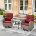 Belord Swivel Patio Chairs Wicker Set - Outdoor Swivel Rocker Chair with Side Table, 3 Piece Patio Glider Chairs Furniture Set with Water-Resistant Cushions for Deck Porch Sunroom