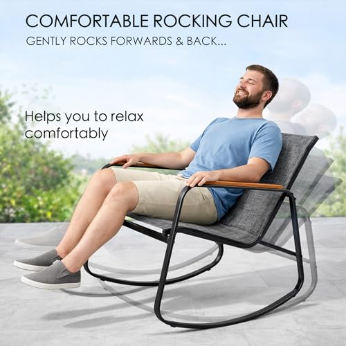 Kozyard 4-Piece Outdoor Patio Furniture Set with Textilene Chairs, Metal Conversation Set, Tempered Glass Coffee Table, Powder-Coated Steel Frame for Garden, Poolside, Backyard Gray
