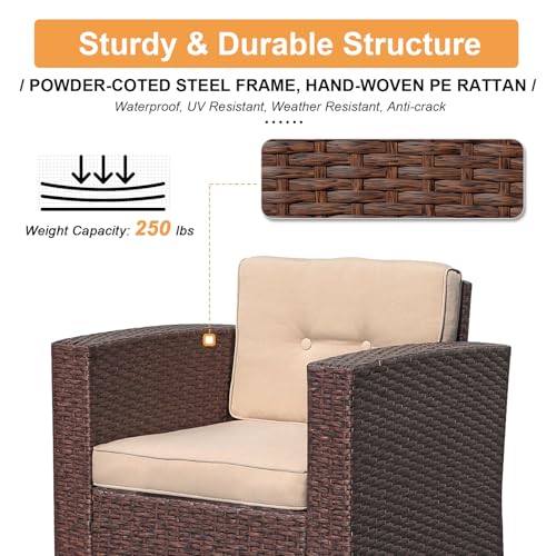 Super Patio 8 Pieces Outdoor Patio Furniture Set, Wicker Patio Conversation Sets with Storage Box, Rattan Outdoor Sectional Sofa Set with Cushions and Coffee Table for Outside Porch, Deck, Brown