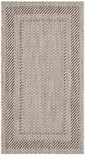 SAFAVIEH Courtyard Collection 2' x 3'7" Beige/Brown CY8477 Indoor/ Outdoor Waterproof Easy Cleaning Patio Backyard Mudroom Accent Rug