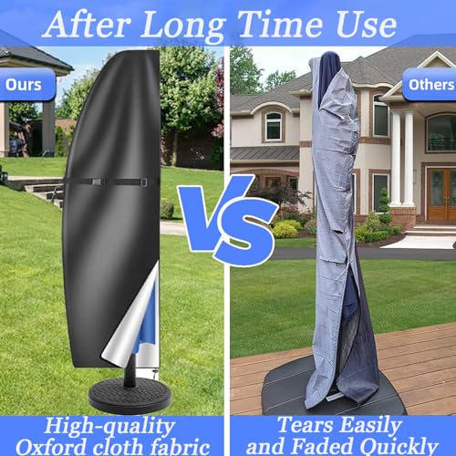 XDGDHSH Patio Umbrella Cover for Hanover Offset Patio Round 11 ft, Outdoor Water-Resistant Offset Cantilever Cover with Zipper for Garden, Deck & Backyard