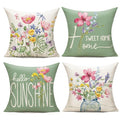 WOKANI Outdoor Throw Pillow Covers 18x18 Set of 4 Spring Summer Garden Flowers Farmhouse Patio Decorative Cushion Covers Home Decor Couch for Sofa Bedroom Livingroom