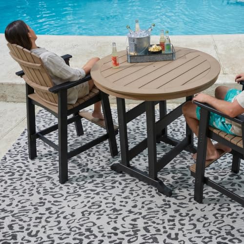 Signature Design by Ashley Fairen Trail 30" HDPE Durable Outdoor Barstool, 2 Count, Black & Brown