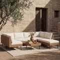 ENSTVER 8-Piece Dual-Strand Wicker Outdoor Sectional, Premium Outdoor Sofa with Durable Polyester Cushions & Ergonomic Sling-Back, Complete Outdoor Furniture Set for Large Patio(Cushion White