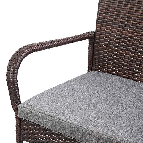 VINGLI Outdoor Bar Stools Set of 2, All-Weather Wicker Outdoor Barstools with Cushion, Patio Bar Stools for Garden Pool Lawn Backyard