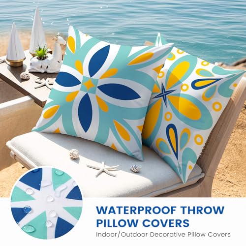 coclothy Outdoor Pillow Covers - 4 Pack Outdoor Pillow Covers 18x18 Waterproof PillowCovers for Patio Furniture Decorative Pillowcases