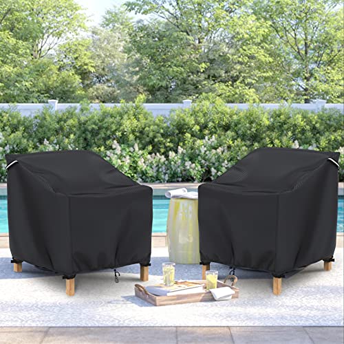 Gasadar Patio Chair Covers 2 Pack Waterproof for Outdoor Furniture, Heavy Duty 600D Patio Furniture Covers for Lounge Lawn Deep Seat 32" W x 37" D x 36" H, Black