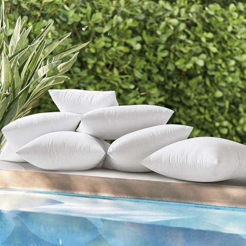 MIULEE Pack of 4 20x20 Inch Outdoor Pillow Inserts Waterproof Decorative Throw Pillow Insert, Square Lumbar Garden Pillow Form for Patio Sofa Couch