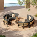 Oasbira Outdoor Aluminum Patio Furniture Set, 7 Piece Curved Outdoor Sectional Sofas with Coffee Table, PE Rope Patio Conversation Sets, All-Weather Patio Couch Sets with Cushions, Graphite