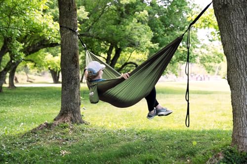 ENO TravelNest Hammock & Straps Combo - Portable Hiking and Camping Hammock with Straps Included - Travel Hammock for Camping, Hiking, Backpacking, a Festival, or The Beach - Moss