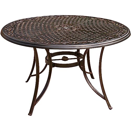 Hanover Manor 5-Piece Outdoor Dining Set with 4 PVC Sling Dining Chairs and Aluminum 48" Round Dining Table, Rust-Resistant Aluminum, All-Weather Patio Dining Set for 4