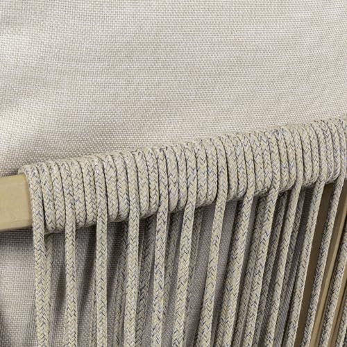 JONATHAN Y Porto Acacia Wood Outdoor Bar Stool Set of 2 for Patio and Kitchen Counter, Coastal Woven Rope Armchairs with Removable Cushions, Light Teak BSL1200A-SET2