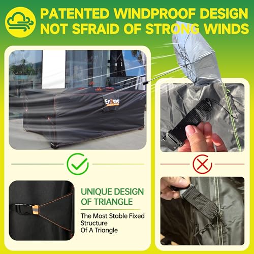 Enzeno Patio Furniture Set Cover, Outdoor Sectional Sofa Couch Set Covers Waterproof, Garden Dining Table Chair Set Cover Outside Rectangular Heavy Duty Weatherproof 90" L x 65" W x 28" H Black