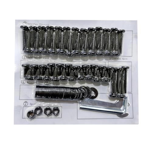 Assembly Hardware Kit for Rocking Bistro Set, Include 1 Mini Wrench, 1 Hex Key Wrench, 4 Nuts, 32 Washers, 25 M6*30mm, 21 M6*15mm, 4 M 6*35mm Screws,Outdoor Furniture Replacement Parts(①②④⑥⑦Accessory)