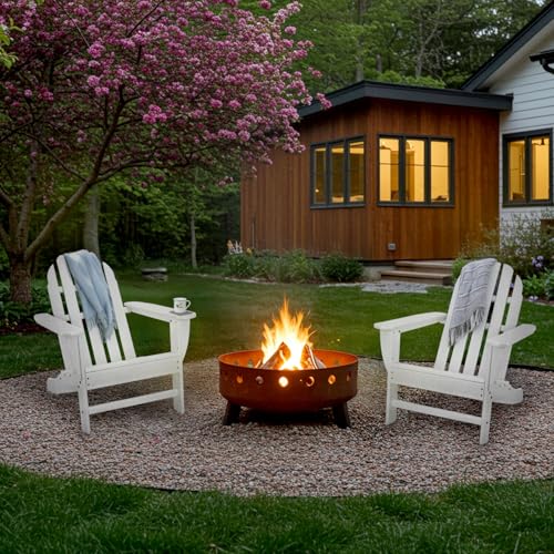 Hanover Classic Adirondack Chair, All-Weather HDPE Outdoor Furniture, Eco-Friendly, Durable Outdoor Patio Seating, White