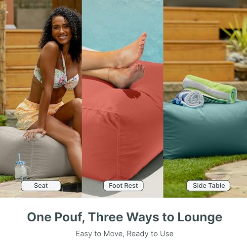 Jaxx Leon Outdoor Bean Bag Ottoman, Black & White Stripes
