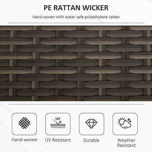 Outsunny 29 Gallon Patio Wicker Storage Bench, Outdoor PE Rattan Furniture, 2-in-1 Large Capacity Rectangle Garden Storage Box with Handles and Cushion, Cream White