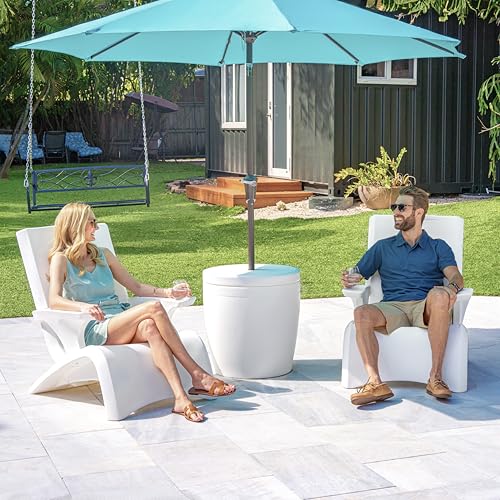 Step2 Vero Adirondack Chair, Stylish Poolside Lounger, Fade-Resistant, Waterproof Patio Furniture for Sun Shelf, Use in Pools up to 9-Inches of Water, Weighted, White