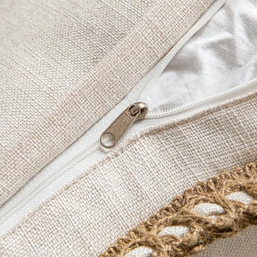 MIULEE Pack of 2 Decorative Throw Pillow Covers Modern Farmhouse Outdoor Pillow Covers Neutral Linen Burlap Cushions for Couch Bed Living Room Sofa, Natural White 18 x 18 inches 45 x 45 cm