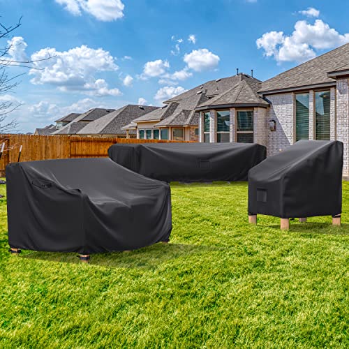 BROSYDA Patio Sofa Cover Waterproof - Heavy Duty 2-Seater Outdoor Couch Cover Patio Furniture Covers with Air Vent and Handles, 60" L×34" D×30" H, Black