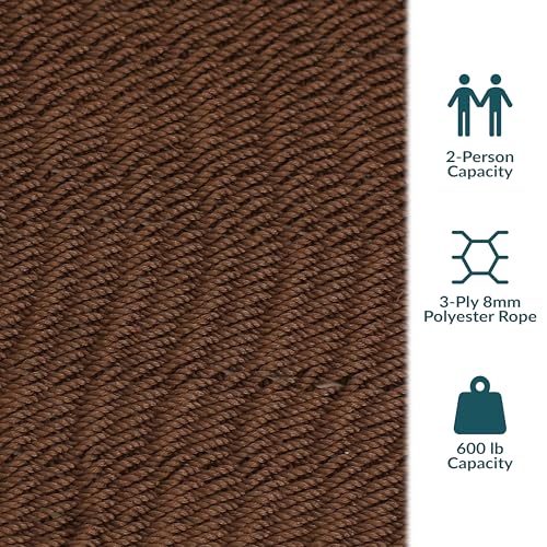 Sunnydaze Soft-Spun Polyester Rope Double Hammock for Outside - 600-Pound Weight Capacity Extra Large Hammock - Mocha