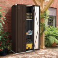 AECOJOY Outdoor Storage Cabinet Waterproof with Adjustable Shelves, Vertical Tall Garden Tool Cabinet, Sheds & Outdoor Storage Clearance Cabinet Weatherproof for Outside or Indoor in Brown
