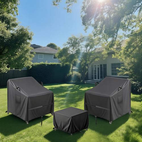 Hiticover Covers for Devoko/Greesum 3 Pieces Patio Furniture Sets Rattan Wicker Chairs with Table,Waterproof Patio 3 Piece Bistro Set Cover, Outdoor Cover for Small Table and Chairs Set of 2