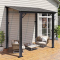 Aoxun 8’x 5’ Premium Gazebo with Aluminum Top Frame & Polycarbonate Panel, Wall Mounted Gazebos Pergola, Outdoor Patio Lean to Gazebo, Awnings with Sloped Roof, for Backyard, Porch, Deck