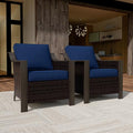 Qsoer Outdoor Wicker Chair Set of 2, All-Weather Use Patio Rattan Chair with Removable Water-Resistant Cushion, Ideal for Porch, Backyard, Balcony, Poolside, Blue