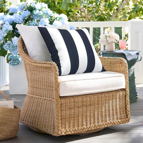 DYTXIII Pack of 2 Waterproof Outdoor Pillow with Inserts, 18x18 Square Patio Decorative Throw Pillow for Home,Sofa,Bench and Patio Furniture,Cabana Navy