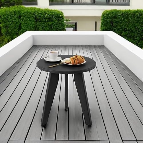 Homenjoy HDPS Outdoor Side Table, Small Round Side Table Weather-Resistant, Outdoor Side Tables for Patio, Porch, Deck, End Table for Plant Stand, Living Room, Bedroom, Black