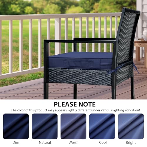 IPYNBAP Outdoor Chair Cushions Set of 4 -Waterproof Outdoor Seat Cushions for Patio Furniture, Patio Chair Cushion with Handle and Ties, Square Out Door Chair Pads,19" x 19" x 3", Navy Blue