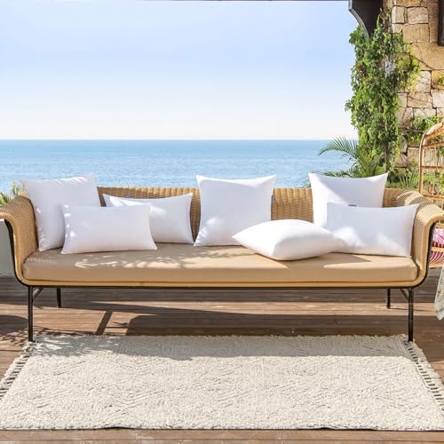 MIULEE Pack of 4 18x18 Outdoor Pillow Inserts, Water-Resistant Throw Pillow Inserts Decorative Premium Square Pillow Stuffer Sham for Porch Swing Couch Sofa Cushion Patio Furniture