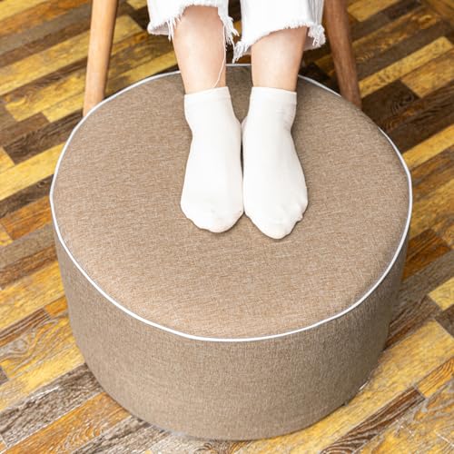 AbunHeri Outdoor Ottoman Outdoor Ottomans for Patio 20x12 Inches Modern Lightweight Foam Stuffed Pouf Outdoor Footstool Footrest Foot Stool Waterproof (Coffee)