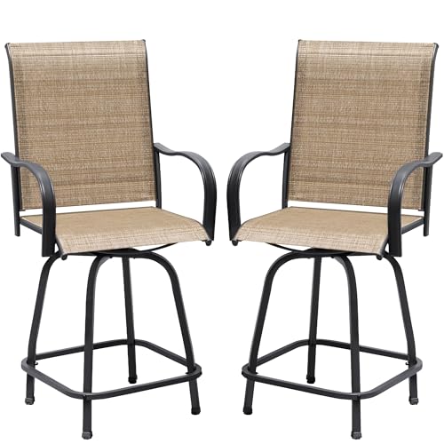 Devoko Patio Bar Stools Set of 2 All-Weather Outdoor Patio Furniture Set Counter Height Tall Patio Swivel Chairs for Bistro, Lawn, Garden, Backyard