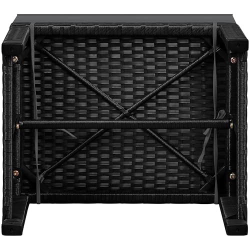 Yaheetech Wicker Ottomans, Set of 2 Footrest with Removable Cushion, 2pcs PE Rattan Side Table Additional Seating Multipurpose Outdoor Furniture for Patio, Backyard, Black/Gray