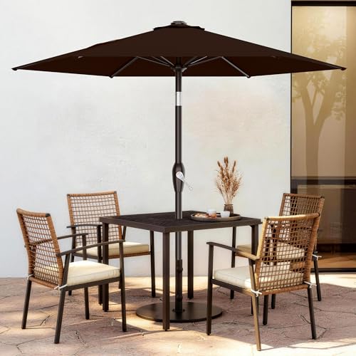 AreShark 7.5FT Patio Umbrella Table Market Umbrella w/Tilt and Crank, Heavy-Duty Outdoor Umbrellas for Pool, Deck, Garden and Backyard, Brown