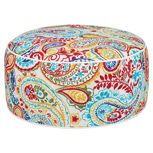 FUNHOME Inflatable Ottoman Stool D20xH9,Portable Round Pouf for Indoor/Outdoor Use,Foot Rest or Seating for Kids&Adults,Ideal for Camping or Home(Phoenix)