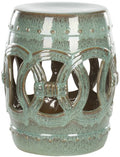 SAFAVIEH Furniture - Double Coin Decorative Garden Stool - Antique Blue - Ceramic - Artisan Chinoiserie Design - Ideal for Living Room, Patio, Garden - Fully Assembled (ACS4500A)