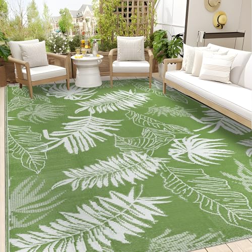 Falflor Outdoor Rug Waterproof 6x9 ft, Reversible Outdoor Plastic Straw Rug, Large Outdoor Carpet Patio Rug for RV Camping, Indoor Outdoor Rug Mat for Porch Deck Backyard Balcony Picnic Beach