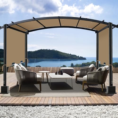 85"x 208" Universal Pergola Shade Cover, Garden Shade Replacement for 17x7.4 Ft Outdoor Pergola Structure, Patio Gazebo Canopy, Porch, Balcony Waterproof Top (Cover Only, Khaki)