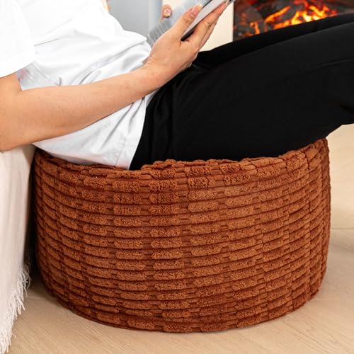 Asuprui Pouf Ottoman Round Ottoman Foot Rest Foot Stool Poufs for Living Room Bean Bag Chair Floor Pouf Storage Solution or Wedding