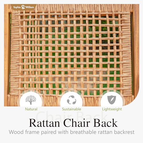 Sophia & William Outdoor Dining Set, Patio Furniture Set with Table and Chairs Set Wooden, Rattan Furniture Set of 8 Chairs and 1 Acacia Wood Rectangular Table for Yard, Garden, Porch and Poolside