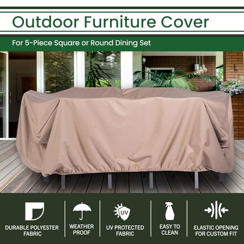 Hanover Outdoor Rectangle Furniture Cover for 7-Piece Dining Set, Waterproof, Weatherproof, 94.5" L x 70.8" W x 29.52" H