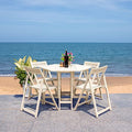 SAFAVIEH Outdoor Patio Furniture Collection Kerman White Washed Acacia Wood 5-Piece Foldable Patio Dining Set with Folding Table and 4 Director Chairs (PAT7000A)