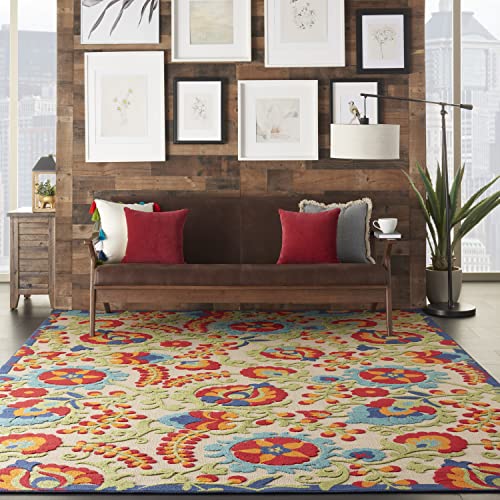 Nourison Home Aloha Multicolor 7'10" x 10'6" Area Rug - Easy Clean, Non Shedding, Bed Room, Living Room, Dining Room, Kitchen (8' x 11')