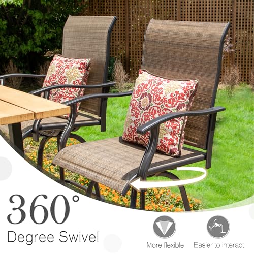 Sophia & William Outdoor Bar Stools Set of 4, Bar Height Patio Chairs, Outdoor Swivel Bar Stoos High Top Patio Chairs, Supports 300 lbs (Brown Fabric)
